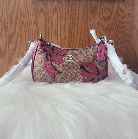 Coach Handbags - Coach Pink and Brown Teri mini bag